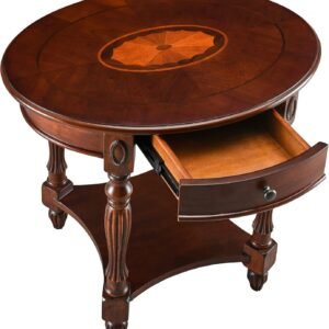 Solid Wood Oval End Table, Drawer Storage Nightstand