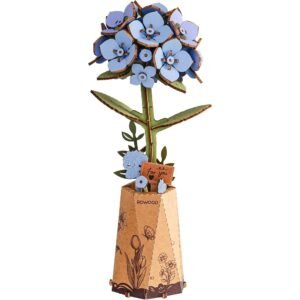 3D Wooden Blue Hydrangea Flower Puzzle Craft Kit for Adults
