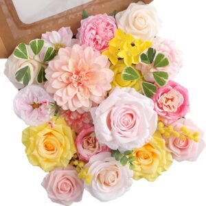 Artificial Rose and Dahlia Flowers with Stems for Bouquets and Floral Decor