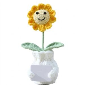 Personalized Handmade Crochet Sunflower Doll with Custom Message Card